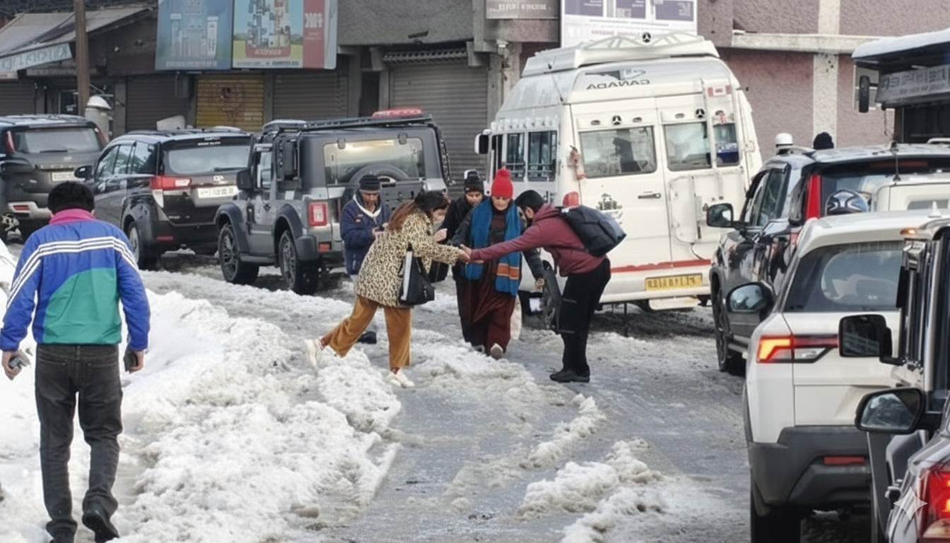 भारी बर्फबारी के बाद हिमाचल और कश्मीर में सड़कें बंद और पर्यटक फंसे