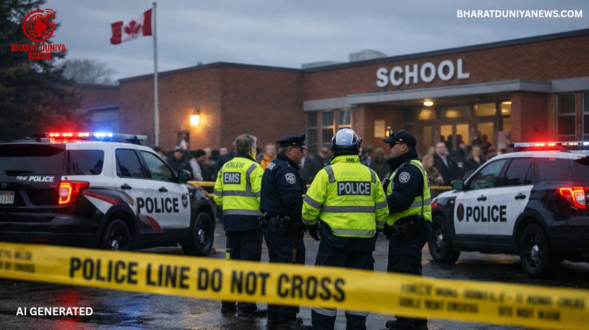 कनाडा के एक स्कूल के बाहर गोलीबारी के बाद पुलिस और आपातकालीन सेवाएं